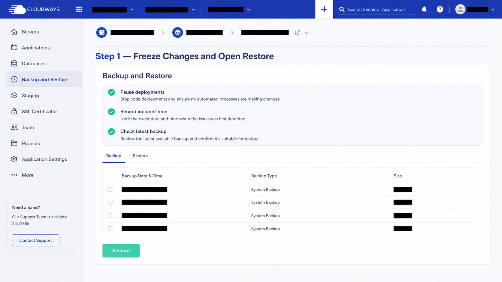 Cloudways Application Restore 教學：單一網站還原前的判斷與驗證流程