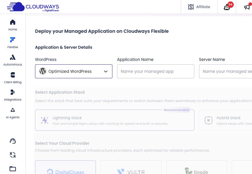 步驟 4：建立 Cloudways 目的地應用程式