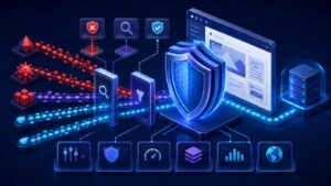 Cloudflare WAF 防火牆規則與 WordPress 保護示意圖