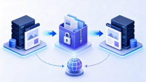 WordPress 搬家、網站備份與 DNS 切換安全流程示意圖