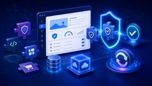 WordPress 外掛評估、安全檢查與管理流程示意圖